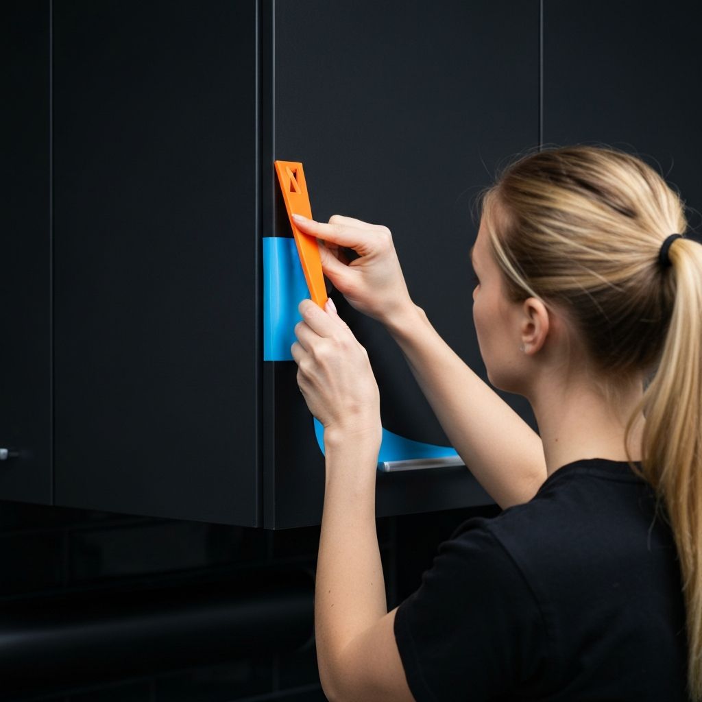 Corner Tuck Tool being used on a cabinet corner