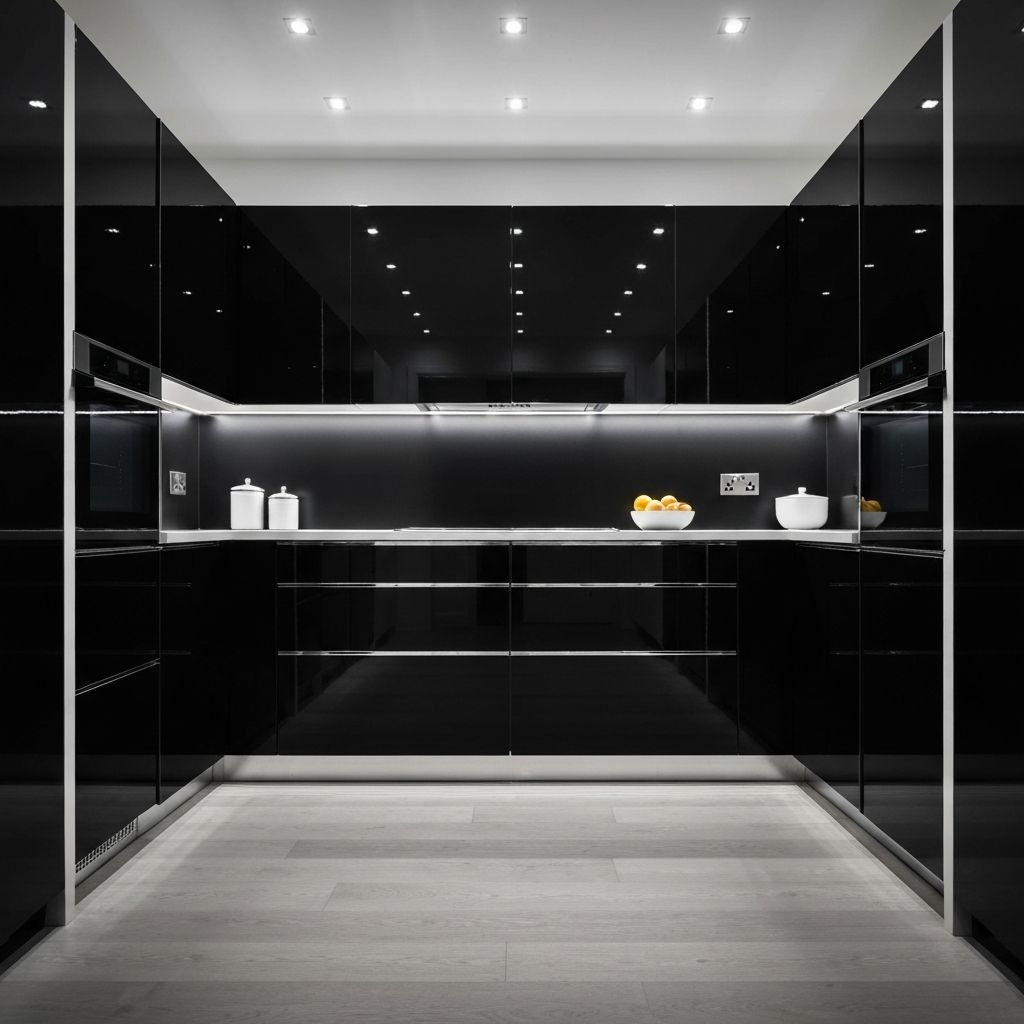 Glossy black wrapped kitchen